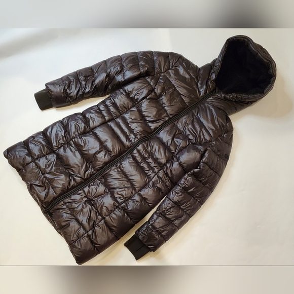 LUCKY Brand Womens Sz L Knee Length Cozy Lined Zip Front Puffer Chocolate NWOT - Picture 4 of 16